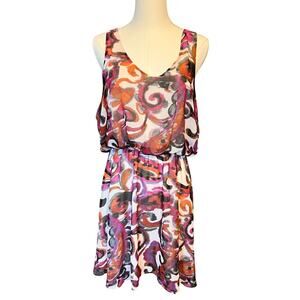 Patterson J. Kincaid Blouson Mini Shift Dress. Scoop Neck and Back. Size Large